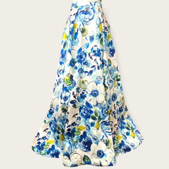 🆕 NWT B. Darlin’ 2-Piece Blue Ballgown Maxi Skirt Tie-Waist Crop Top Set Sz 5/6 - Picture 7 of 15